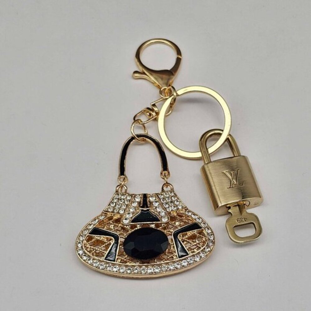 Authentic Louis Vuitton Padlock & Key Gold ✨Unbranded Bag Charm Keychain - Picture 4 of 7